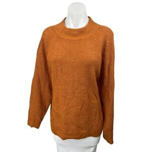 Gap Brown Ribbed Knit Mock Neck Oversized Long Sleeve Pullover Sweater Top Sz XL